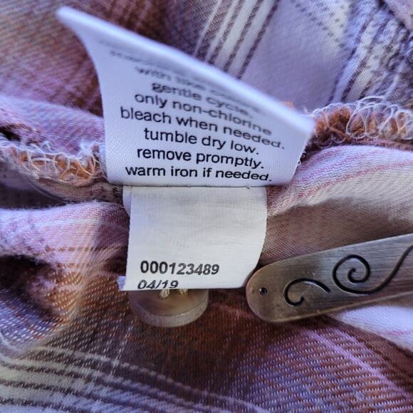 Mudd Womens Plaid Button Hoodie XS Rust Pink Gray Lightweight Cotton Modal - Picture 9 of 10